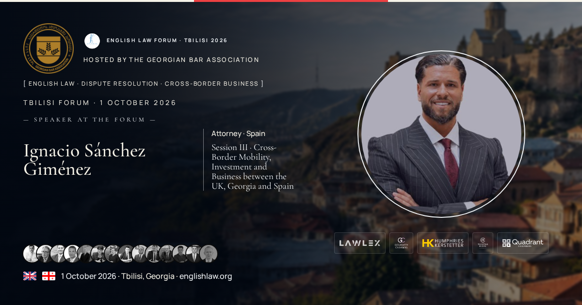 Ignacio Sánchez Giménez · English Law Forum Tbilisi speaker card