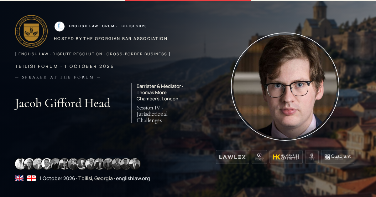 Jacob Gifford Head · English Law Forum Tbilisi speaker card